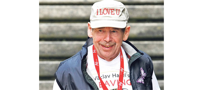 Václav Havel when filming Odcházení (Leaving)