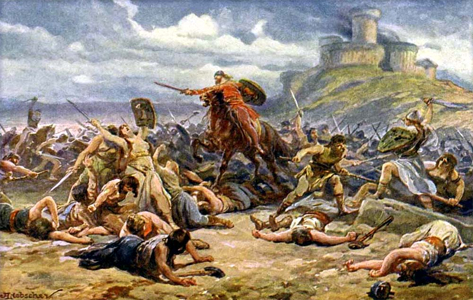 The Maiden's War, with castle Děvín in the background