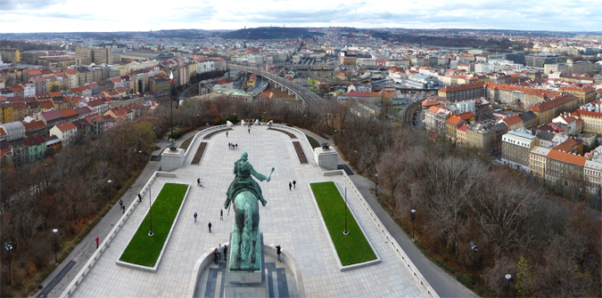 View from Vítkov Hill - Žižkov on the left hand side