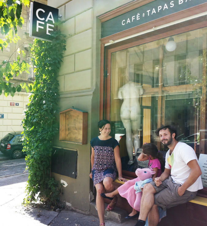 Cafe Sladkovský owner Kateřina McCreary and family