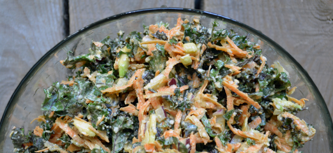 Easy kale salad with tahini dressing