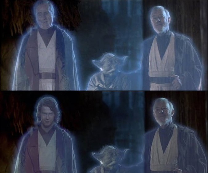 Top: original version of Return of the Jedi / Bottom: 2004 DVD