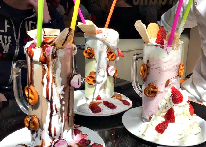 A boozy freakshake built for two