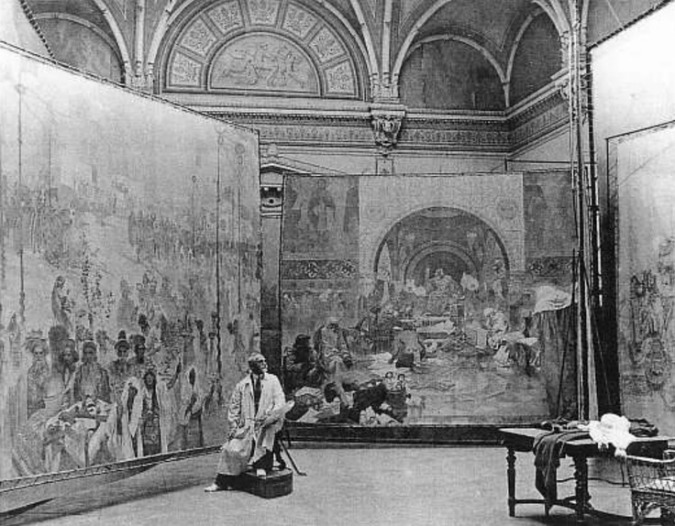 Mucha at work on The Slav Epic / Photo: Wiki Commons