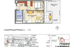 Apartment for sale, 2+kk - 1 bedroom, 43m<sup>2</sup>