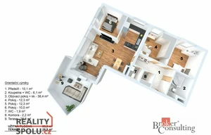 Apartment for rent, 4+kk - 3 bedrooms, 93m<sup>2</sup>