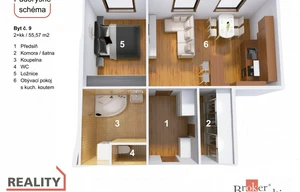 Apartment for sale, 2+kk - 1 bedroom, 55m<sup>2</sup>