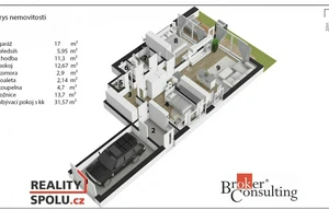 Apartment for rent, 3+kk - 2 bedrooms, 104m<sup>2</sup>