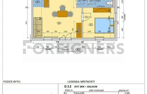 Apartment for rent, 2+kk - 1 bedroom, 40m<sup>2</sup>