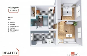 Apartment for sale, 2+1 - 1 bedroom, 56m<sup>2</sup>