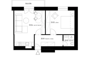 Apartment for sale, 2+kk - 1 bedroom, 48m<sup>2</sup>