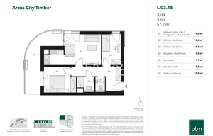 Apartment for sale, 3+kk - 2 bedrooms, 57m<sup>2</sup>