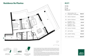 Apartment for sale, 3+kk - 2 bedrooms, 99m<sup>2</sup>