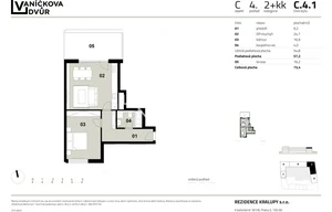 Apartment for sale, 2+kk - 1 bedroom, 57m<sup>2</sup>