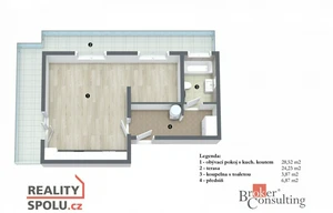 Apartment for rent, 1+KK - Studio, 42m<sup>2</sup>