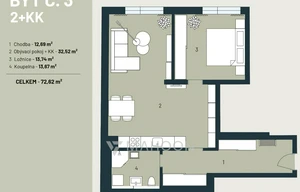 Apartment for sale, 2+kk - 1 bedroom, 64m<sup>2</sup>