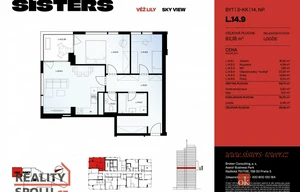 Apartment for sale, 3+kk - 2 bedrooms, 82m<sup>2</sup>