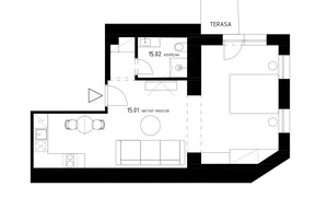 Apartment for sale, 2+kk - 1 bedroom, 41m<sup>2</sup>