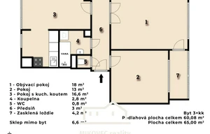 Apartment for sale, 3+kk - 2 bedrooms, 54m<sup>2</sup>