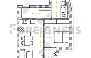 Apartment for rent, 2+kk - 1 bedroom, 48m<sup>2</sup>