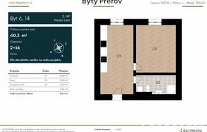 Apartment for sale, 2+kk - 1 bedroom, 40m<sup>2</sup>