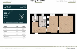 Apartment for sale, 2+kk - 1 bedroom, 43m<sup>2</sup>