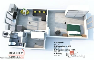 Apartment for sale, 2+1 - 1 bedroom, 50m<sup>2</sup>