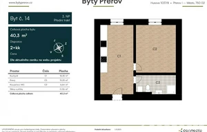 Apartment for sale, 2+kk - 1 bedroom, 40m<sup>2</sup>