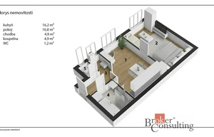 Apartment for sale, 2+kk - 1 bedroom, 44m<sup>2</sup>