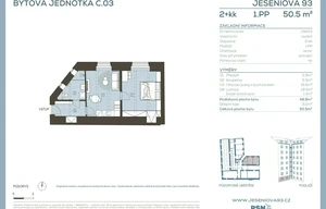 Apartment for sale, 2+kk - 1 bedroom, 48m<sup>2</sup>