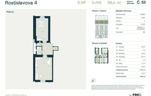 Apartment for sale, 2+kk - 1 bedroom, 53m<sup>2</sup>