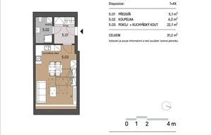 Apartment for rent, 1+KK - Studio, 31m<sup>2</sup>