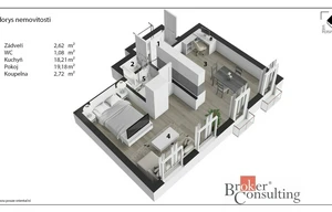 Apartment for sale, 2+kk - 1 bedroom, 44m<sup>2</sup>