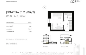 Apartment for sale, 1+KK - Studio, 18m<sup>2</sup>