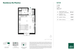 Apartment for sale, 1+KK - Studio, 37m<sup>2</sup>