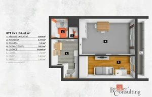 Apartment for sale, 2+1 - 1 bedroom, 53m<sup>2</sup>