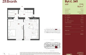 Apartment for sale, 2+kk - 1 bedroom, 54m<sup>2</sup>