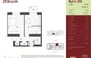 Apartment for sale, 2+kk - 1 bedroom, 53m<sup>2</sup>