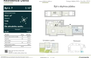 Apartment for sale, 2+kk - 1 bedroom, 45m<sup>2</sup>