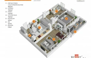 Apartment for sale, 3+kk - 2 bedrooms, 79m<sup>2</sup>