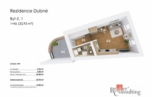 Apartment for sale, 1+KK - Studio, 34m<sup>2</sup>