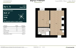 Apartment for sale, 2+kk - 1 bedroom, 37m<sup>2</sup>