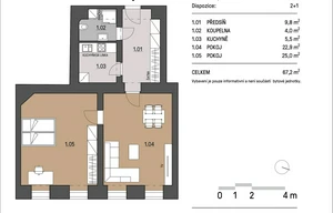 Apartment for rent, 2+1 - 1 bedroom, 74m<sup>2</sup>