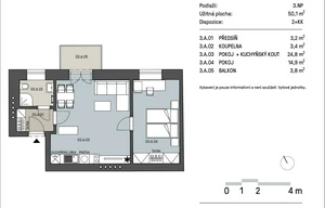 Apartment for rent, 2+kk - 1 bedroom, 47m<sup>2</sup>