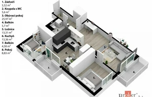 Apartment for sale, 3+1 - 2 bedrooms, 83m<sup>2</sup>