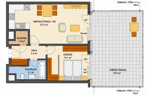 Apartment for sale, 2+kk - 1 bedroom, 55m<sup>2</sup>
