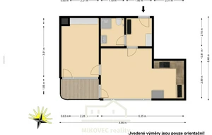 Apartment for rent, 2+kk - 1 bedroom, 44m<sup>2</sup>