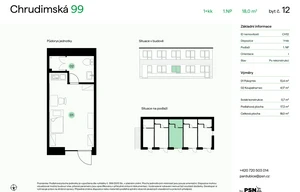Apartment for sale, 1+KK - Studio, 17m<sup>2</sup>