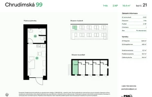 Apartment for sale, 1+KK - Studio, 14m<sup>2</sup>