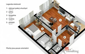 Apartment for sale, 2+kk - 1 bedroom, 54m<sup>2</sup>